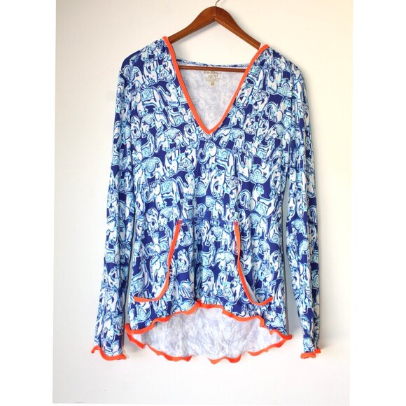 Lilly Pulitzer Luxletic hoodie size Small Elephant Print Stretch Lightweight Top - Picture 1 of 6